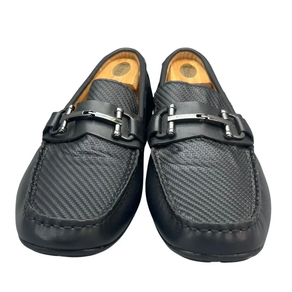 Alfani Len Black Leather Horse Bit Casual Slip On Comfort Driving Loafer Men 11